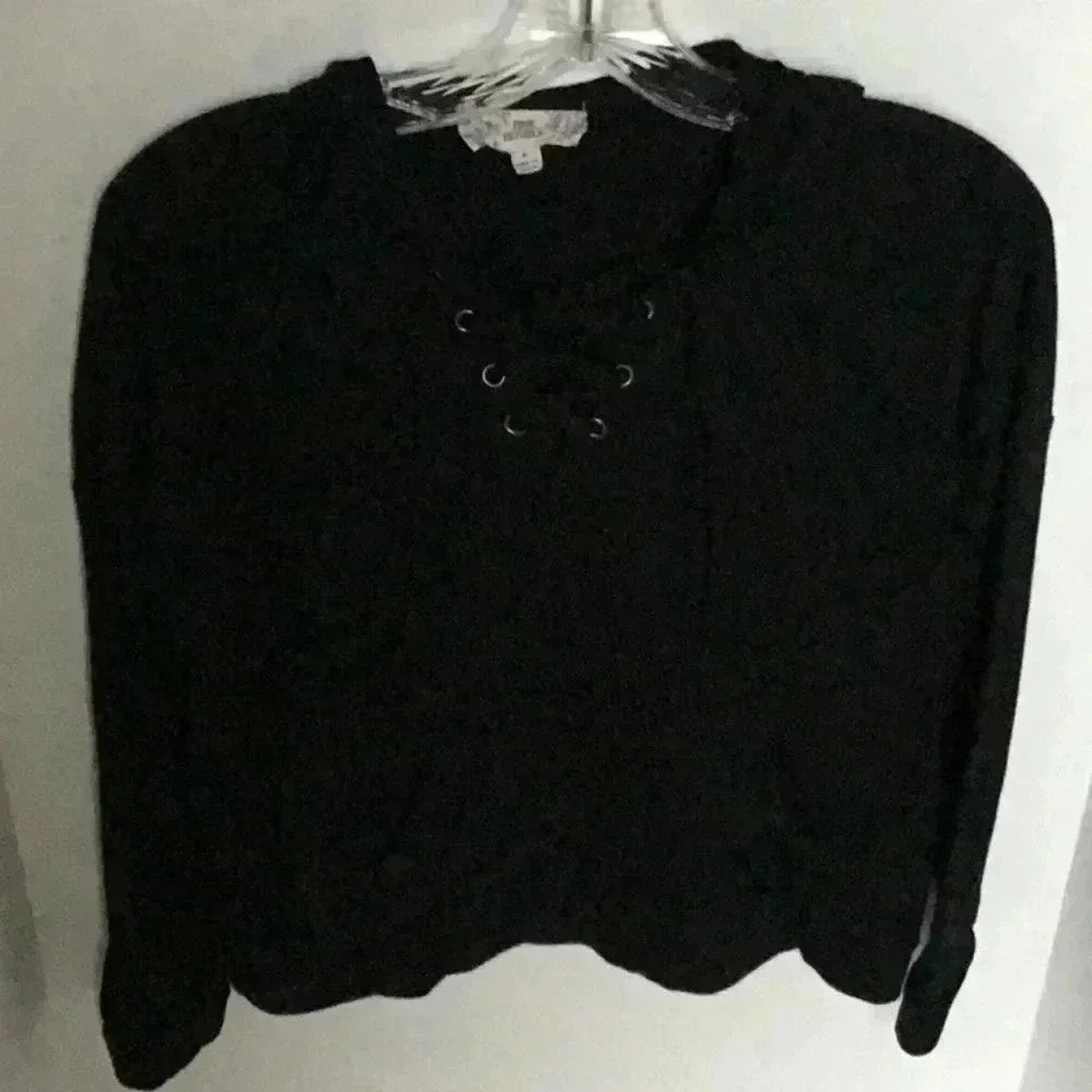 Pink Republic Black Lightweight Knit Hoodie Sz M